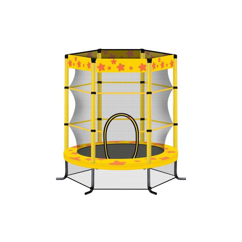 Yellow 4.5FT Kids' Trampoline with Safety Enclosure