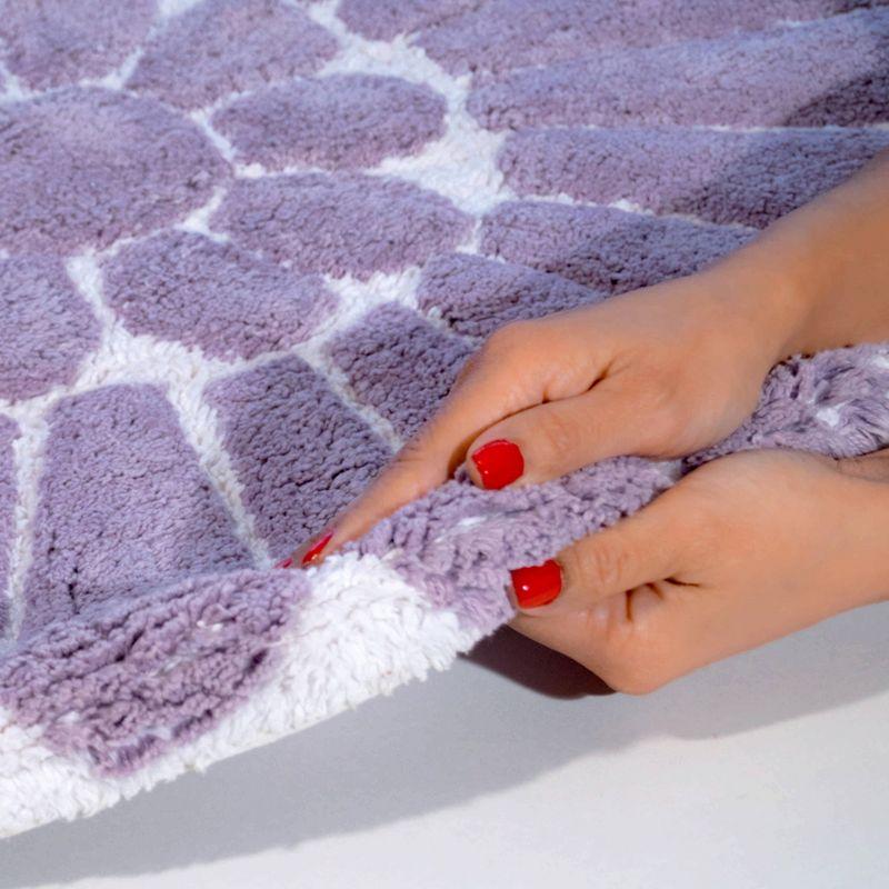 2pc Bursting Flower Bath Rug Set Lilac - Chesapeake Merchandising: Cotton Tufted, Machine Washable, Non-Slip Backing