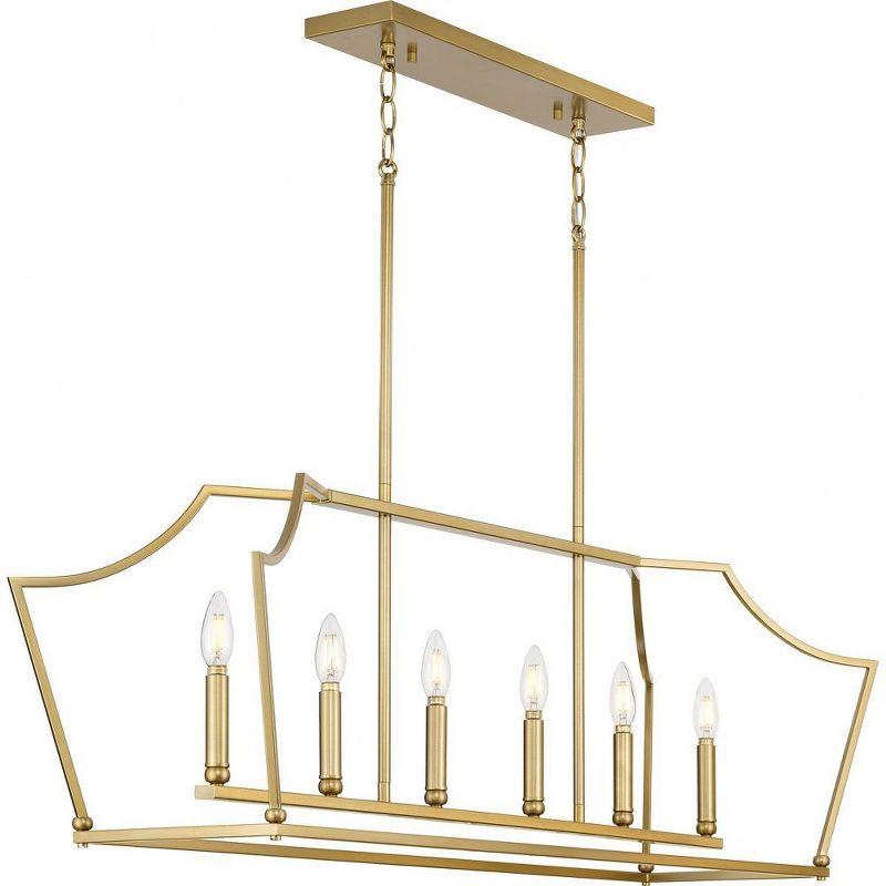 Progress Lighting Parkhurst 6-Light Linear Chandelier, Brushed Bronze, Steel, 13" x 15.13" x 42", Ideal for Dining Rooms and Kitchens