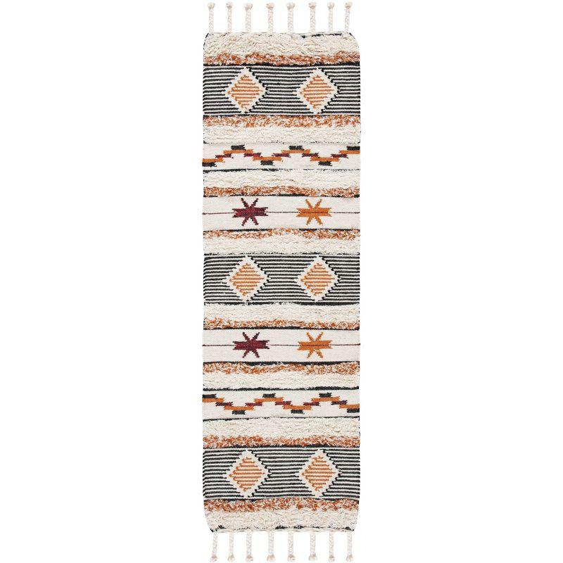 Kenya KNY904 Hand Knotted Runner Rug - Ivory/Black-Orange - 2'3"x8' - Safavieh.