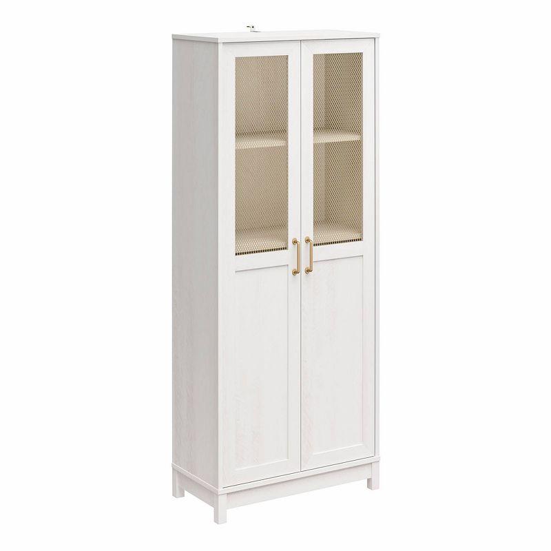 Tess 2 Door Wide Storage Cabinet with Modular Storage Ivory Oak - Mr. Kate: MDF Construction, 4 Adjustable Shelves