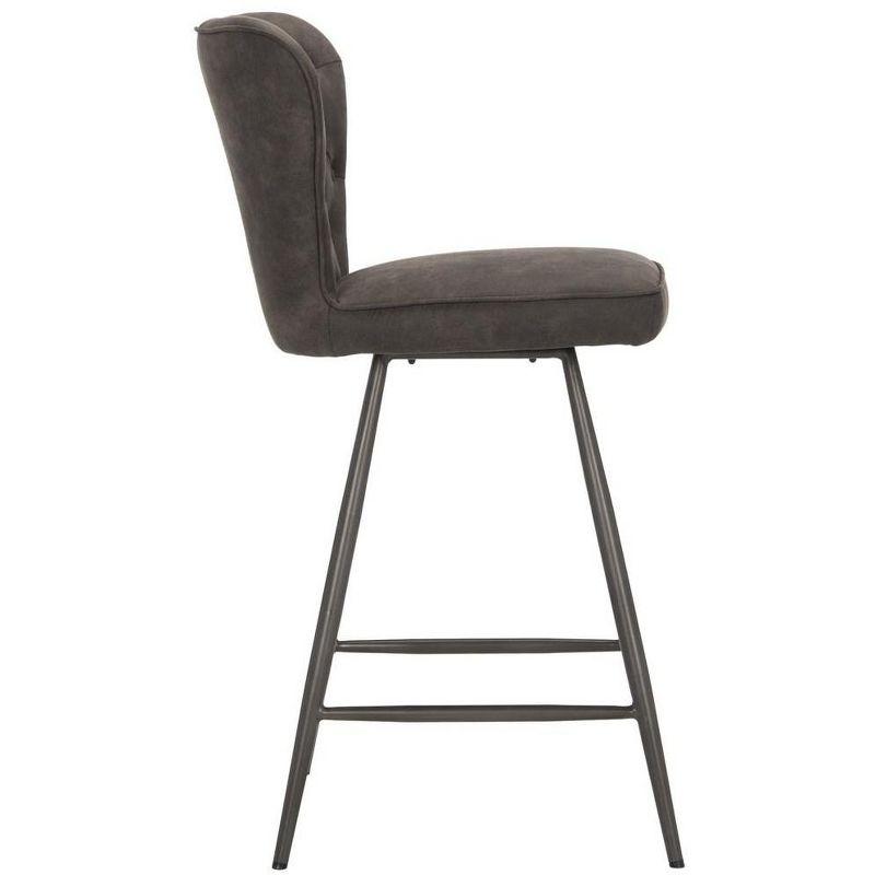 Ashby 26"H Mid-Century Modern Leather Tufted Swivel Counter Stool (Set of 2) - FOX1702 - Grey - Safavieh Couture
