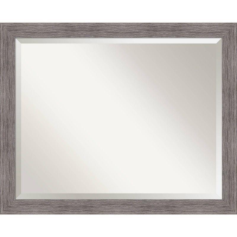 31" x 25" Pinstripe Narrow Framed Bathroom Vanity Wall Mirror Gray - Amanti Art: Beveled, Polystyrene Frame, Wall Mount