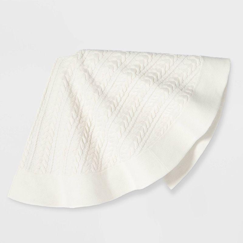 Cable Knit Christmas Tree Skirt Ivory - Wondershop™