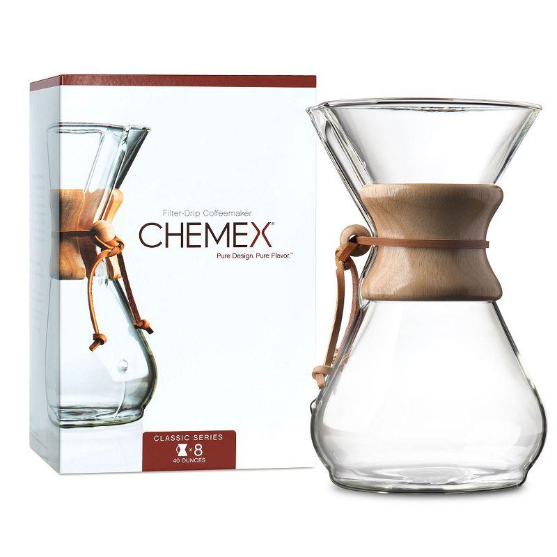 Chemex ® 8-Cup Glass Pour-Over Coffee Maker with Natural Wood Collar