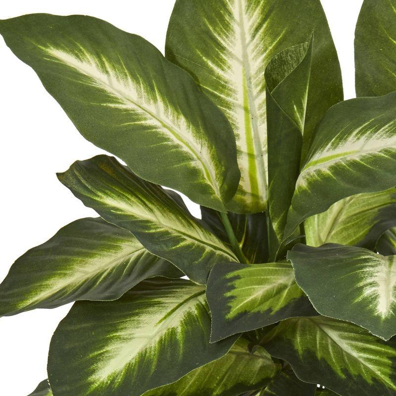 Nearly Natural 18" x 16" Artificial Dieffenbachia Plant in Ceramic Planter: Indoor Faux Greenery Decor, Polyester & Wire