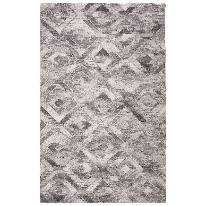 Gray Abstract Handmade Tufted Wool and Viscose Rug, 6' x 9'