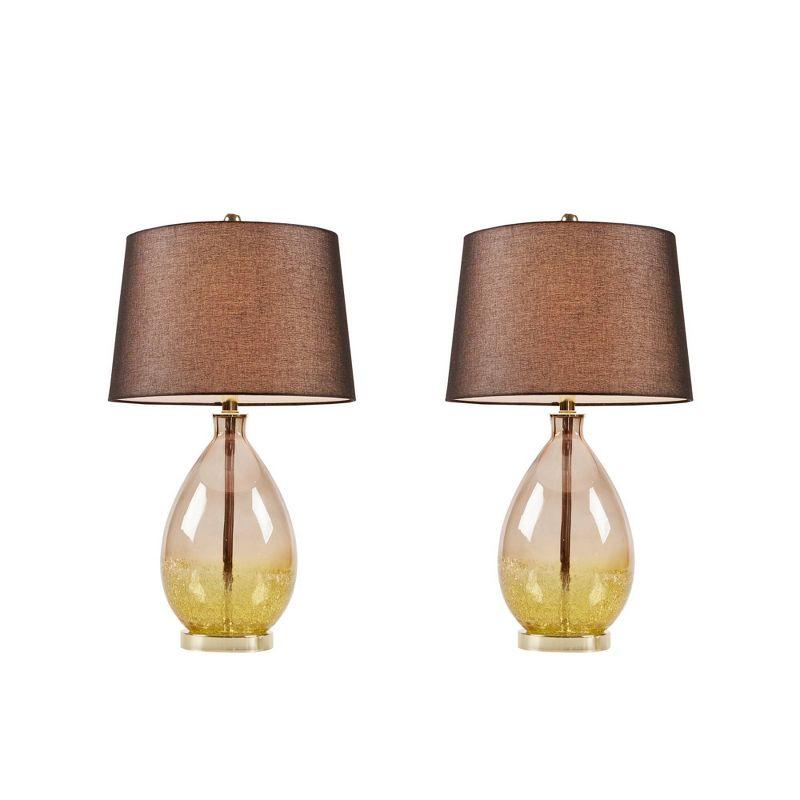 Set of 2 Cortina Glass Table Lamp Gold - 510 Design: Modern Drum Shade, Polystyrene & Polyester, 60W