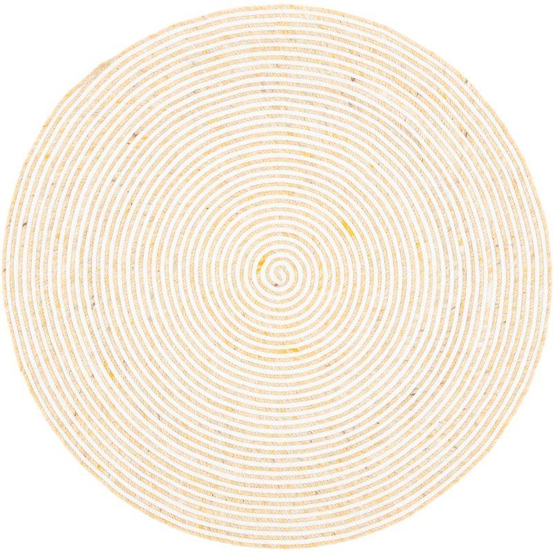 Braided BRD905 Hand Woven Area Rug - Gold/Ivory - 4' round - Safavieh.