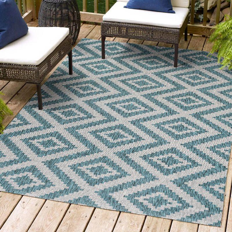 3'x5' Sintra Diamond Indoor/Outdoor Area Rug, Blue/Gray - JONATHAN Y