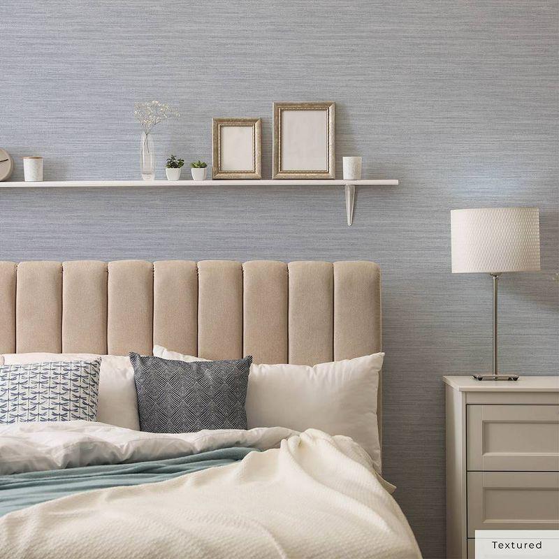 Tempaper & Co.® Faux Horizontal Grasscloth Removable Peel and Stick Wallpaper, Textured Blue, 28 sq. ft.: Vinyl, Prepasted, Abstract Pattern
