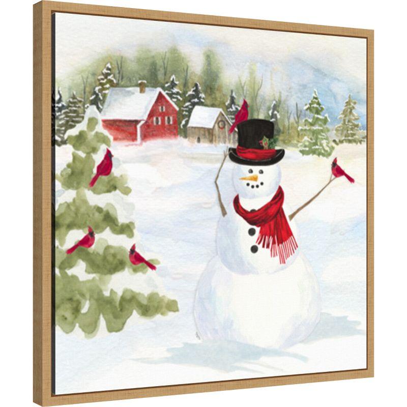 Amanti Art Snowman Christmas IV by Tara Reed Canvas Wall Art Print Framed 22 x 22-in.