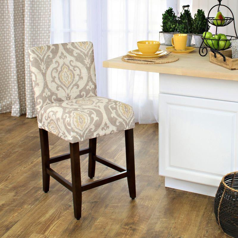 HomePop 24" Counter Height Barstool Natural : Upholstered, Wood Legs, Easy to Assemble