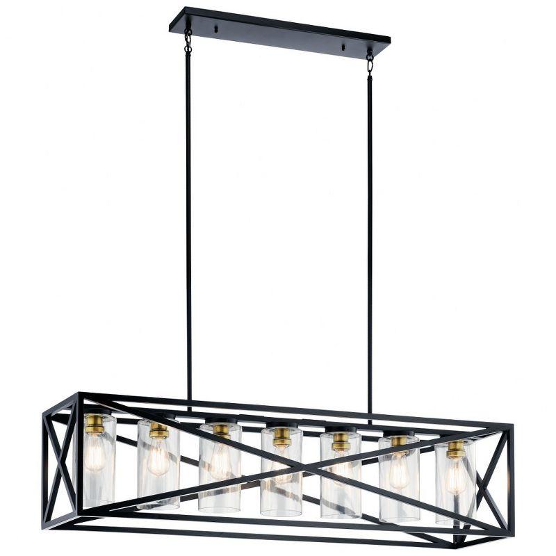 Moorgate 48" 7 Light Linear Chandelier with Clear Glass in Black and Brass