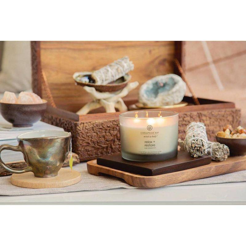 Frosted Glass Relax + Restore  Lidded Jar Candle Light Gray - Mind & Body by Chesapeake Bay Candle