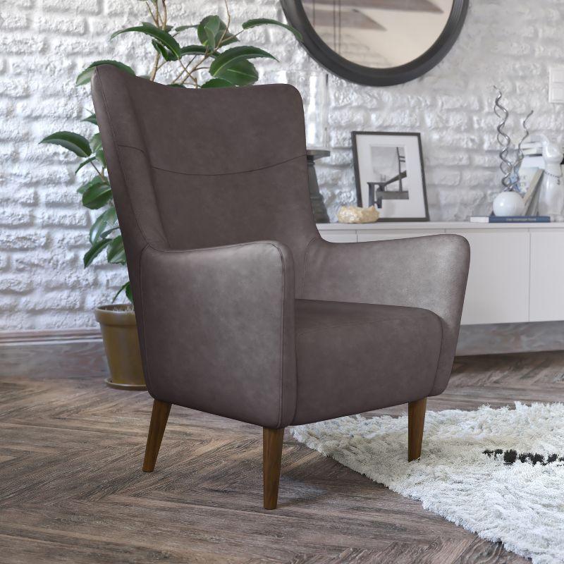 Flash Furniture Connor Traditional Wingback Accent Chair, Commercial Grade Faux Leather Upholstery and Wooden Frame and Legs