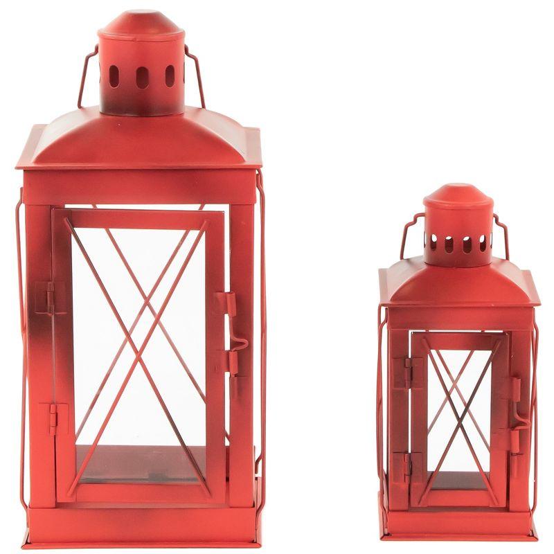 Northlight Set of 2 Antique Red Mission Style Candle Lanterns 12.25"