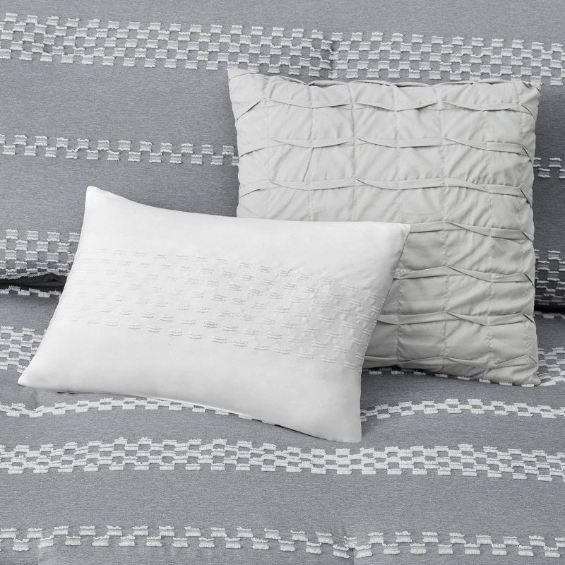 Madison Park Striped 5 Piece Clipped Jacquard Comforter Set with Throw Pillows