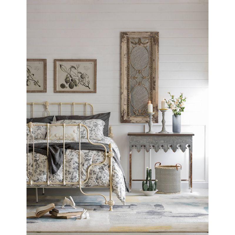 Storied Home Framed Antique Wall Mirror: Vintage Rectangular, Distressed Metal, No Assembly Required