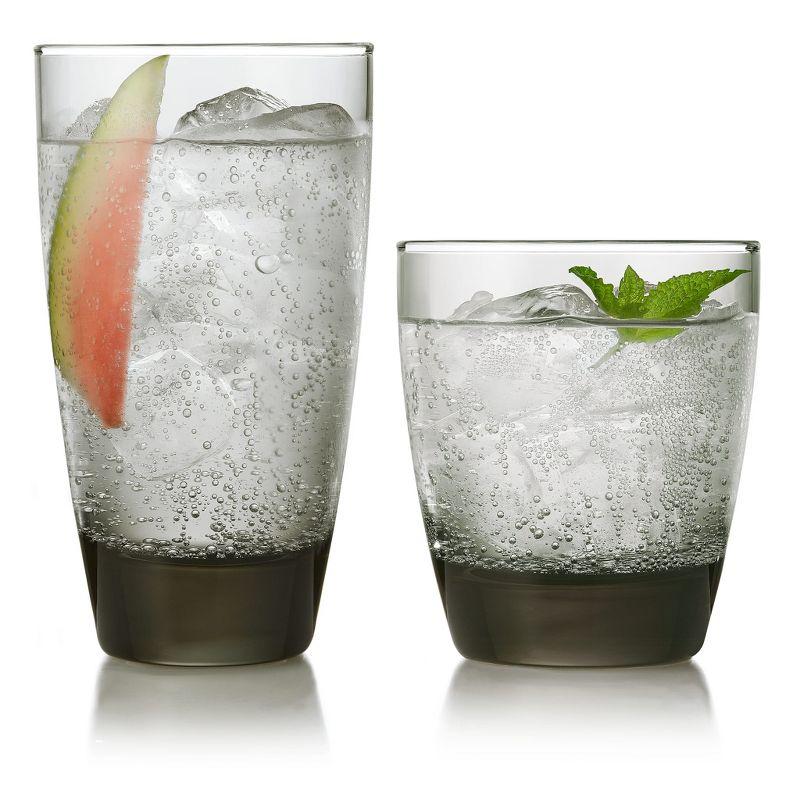 Libbey Smoke 16 Piece Tumbler and Rocks Glass Set