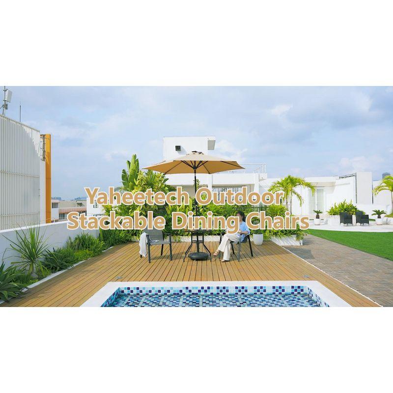 Yaheetech Set of 2 Outdoor Texteline Stackable Dining Chairs with Backrest/ Armrests for Garden, Lawn, Porch, Backyard Pool, Gray