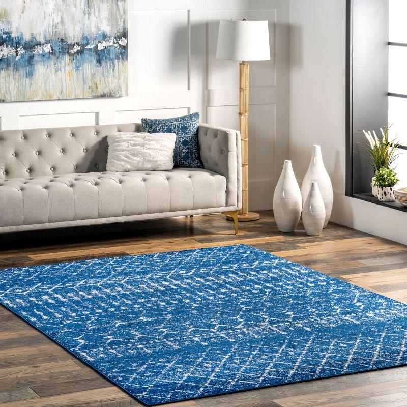 Nuloom 6 Square Moroccan Blythe Indoor Area Rug, Blue, Faded Bohemian Design, Stain Resistant, BedroomLiving Room, Kitchen,