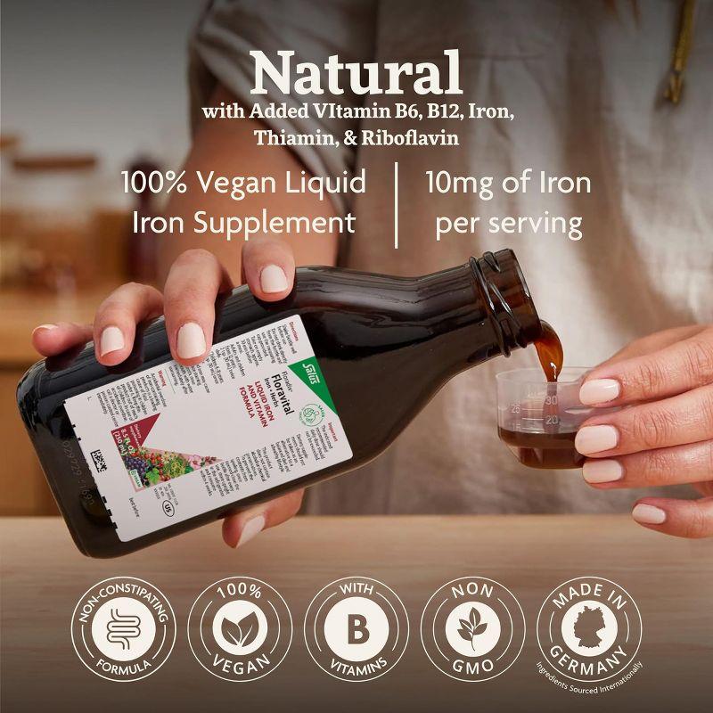 Floradix Floravital Liquid Iron & Vitamin Formula - Liquid Iron Supplement with C & B Vitamins - Vegan, Gluten-Free, Yeast-Free & Non-GMO - 8.5 Fl Oz