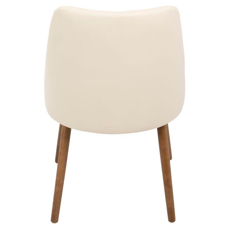 Giovanni Mid Century Modern Dining Chair Cream - Lumisource: Upholstered, Walnut Finish, Faux Leather