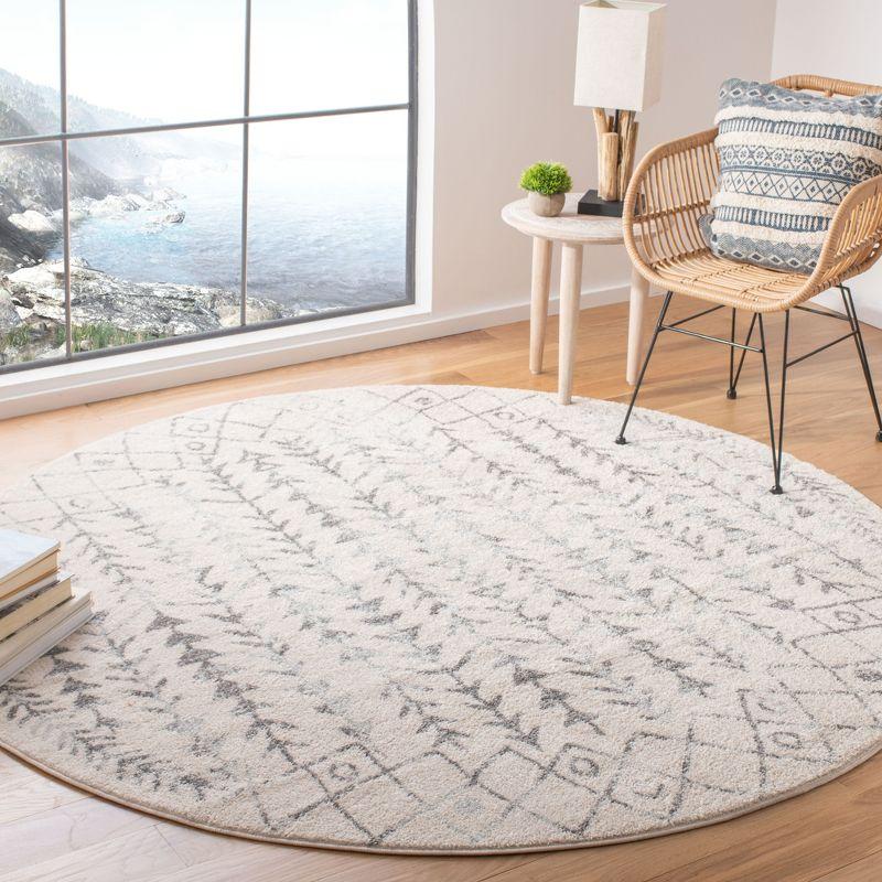 Tulum TUL262 Power Loomed Area Rug - Ivory/Grey - 9' round - Safavieh.