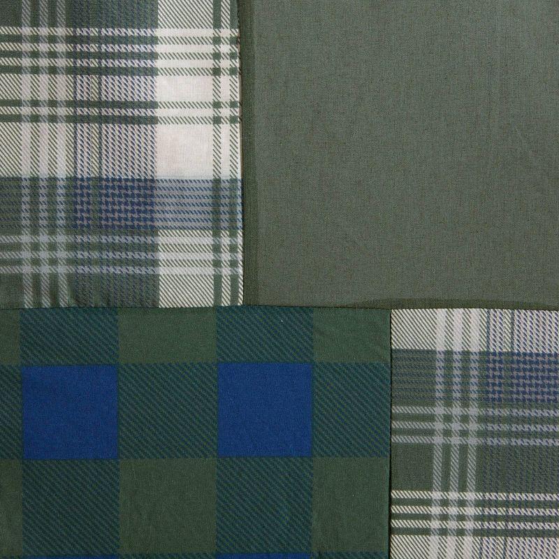 72"x72" Mill Creek Pieced Cotton Shower Curtain Green - Woolrich: Percale Fabric, Buttonhole Top, Easy Care