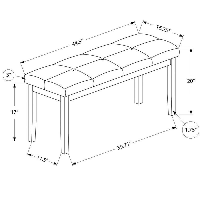 Monarch Specialties Bench 44 inch Rectangular Dining Room Entryway Kitchen Hallway Upholstered Wood Cream Fabric Grey Solid Wood Transitional