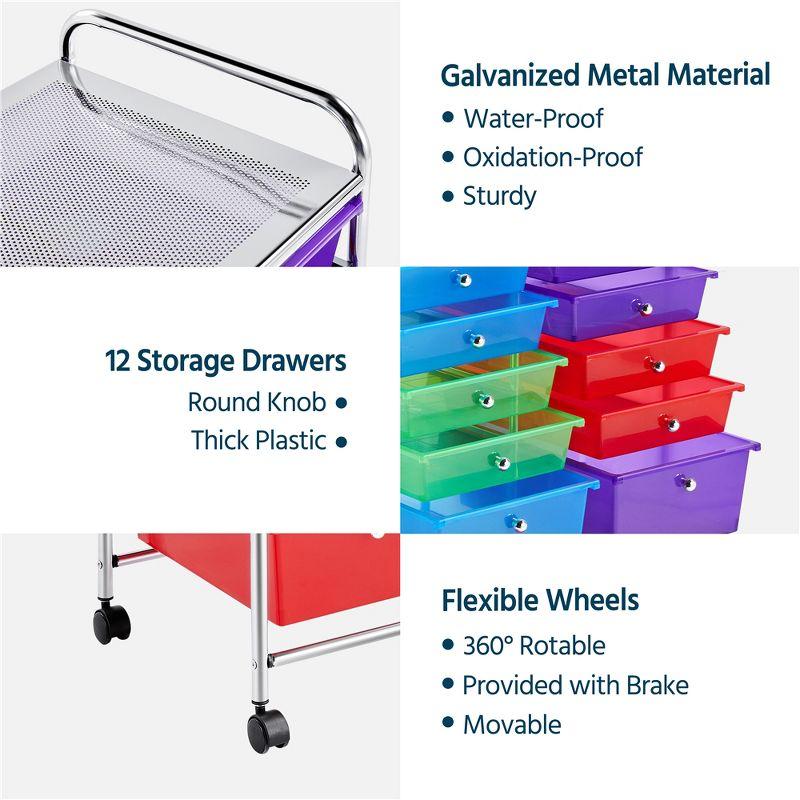 Yaheetech Drawers Rolling Storage Cart Mobile Storage Bin Trolley