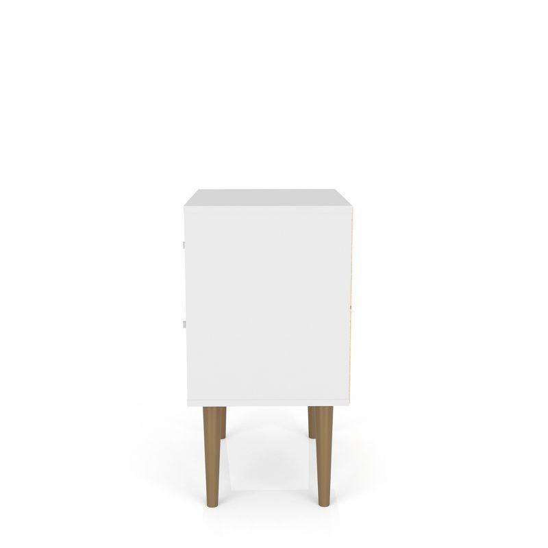 Liberty White and 3D Brown Mid-Century Modern 2-Drawer Nightstand