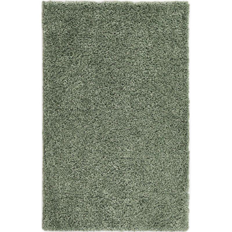 Handmade Sage Braided Shag Rug - Stain-Resistant Synthetic