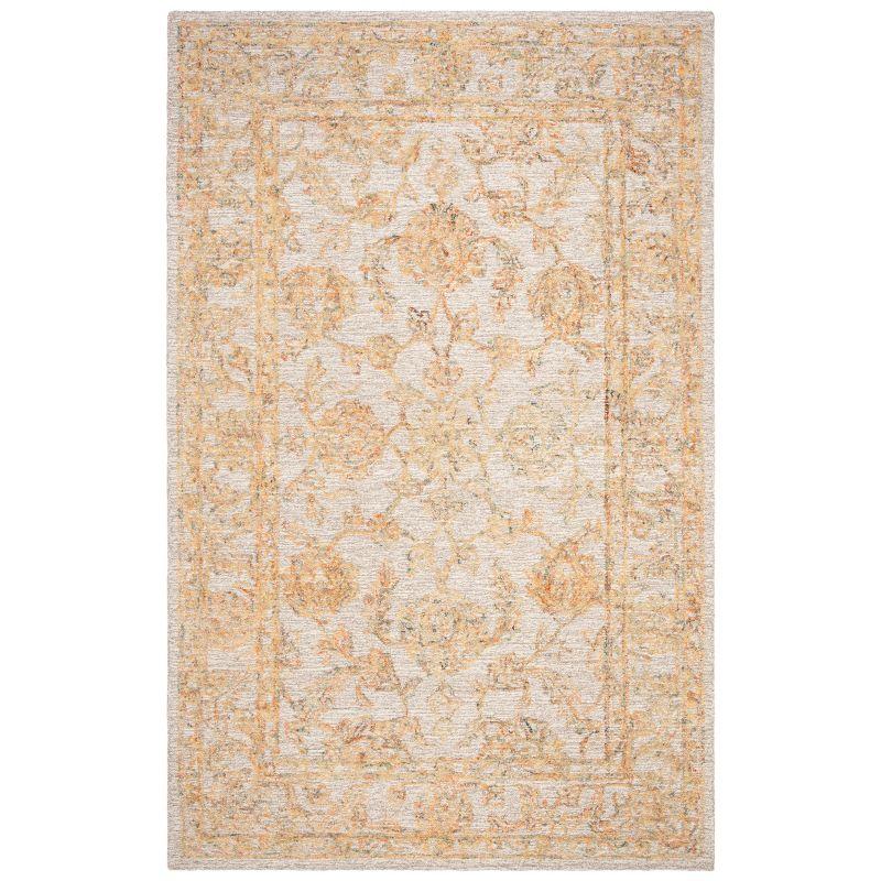 Beige and Gold Handmade Wool Abstract Area Rug, 6' x 9'