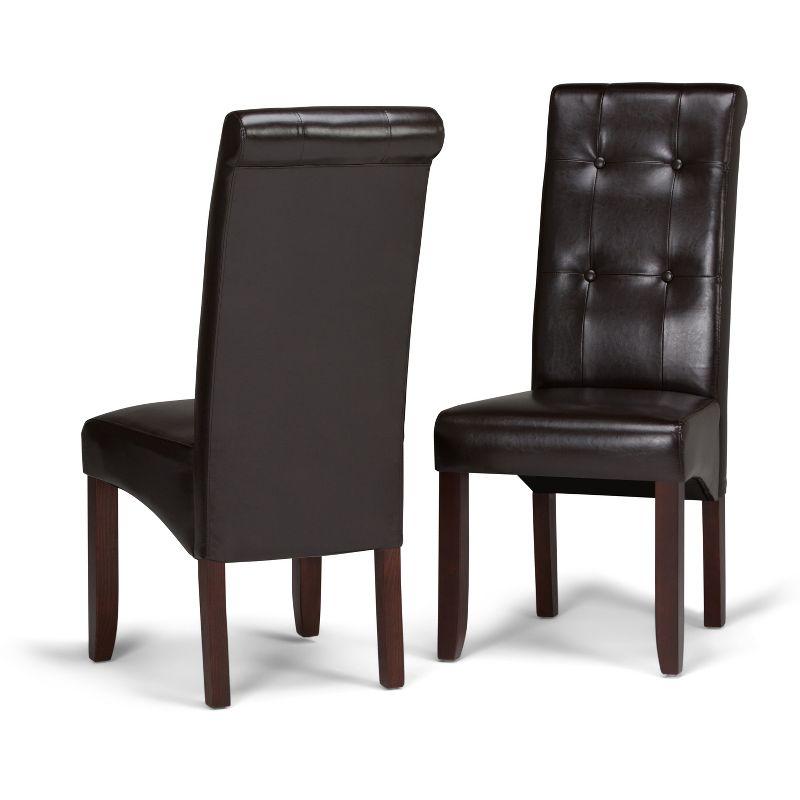 Dark Brown Faux Leather Tufted Parsons Side Chair Set