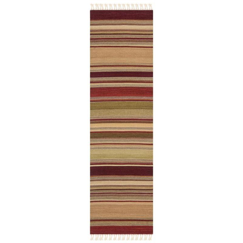 Striped Kilim STK313 Hand Woven Indoor Runner Rug - Red - 2'3"x8' - Safavieh