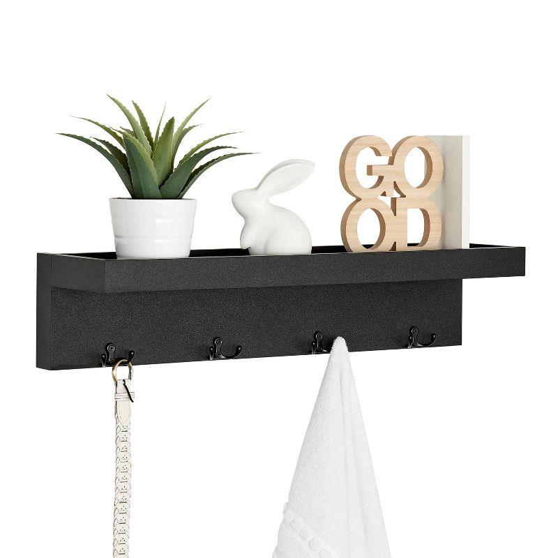 25.6" x 5.75" Wall Mounted Entryway Coat Rack with Decorative Ledge Shelf and Hooks - Danya B.