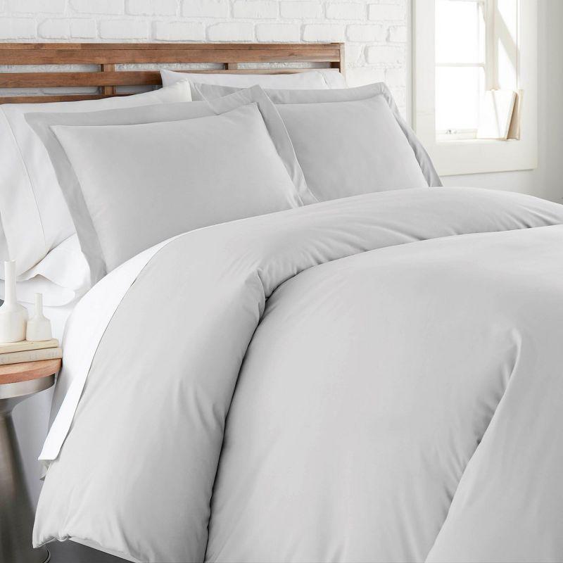 Light Grey Ultra-Soft Microfiber California King Duvet Cover Set