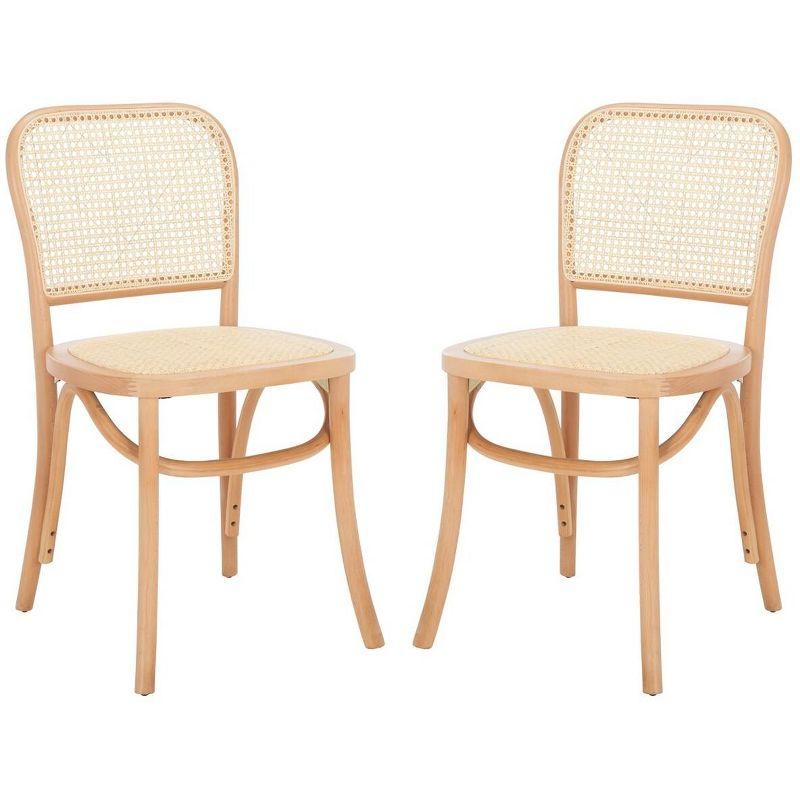 Natural Cane and Wood Side Chair Set