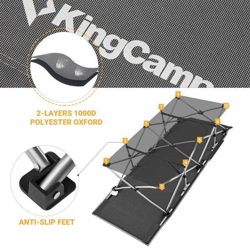 KingCamp Folding Portable Outdoor Camping Cot w/ Multi Layer Side Pocket | Wayfair