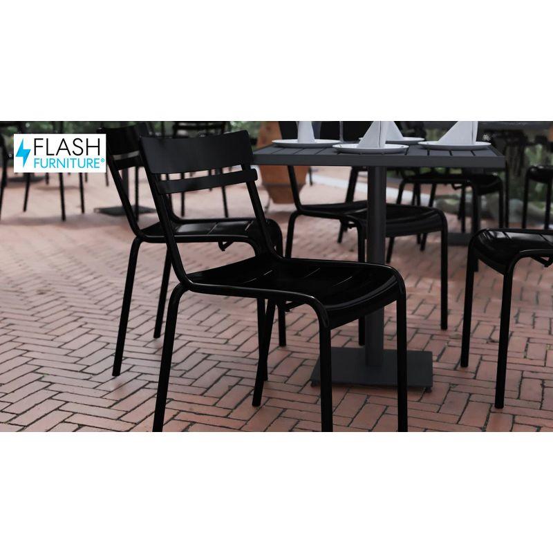 Flash Furniture Nash Commercial Grade Steel Stack Chair, Indoor-Outdoor Armless Chair with 2 Slat Back in Black