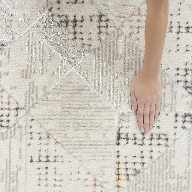 Ivory Abstract Geometric Easy-Care Synthetic Area Rug