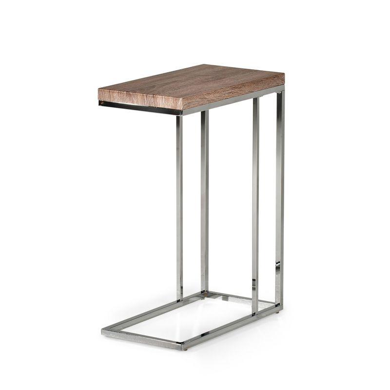 Lucia Rectangular Chrome and Wood Chairside End Table