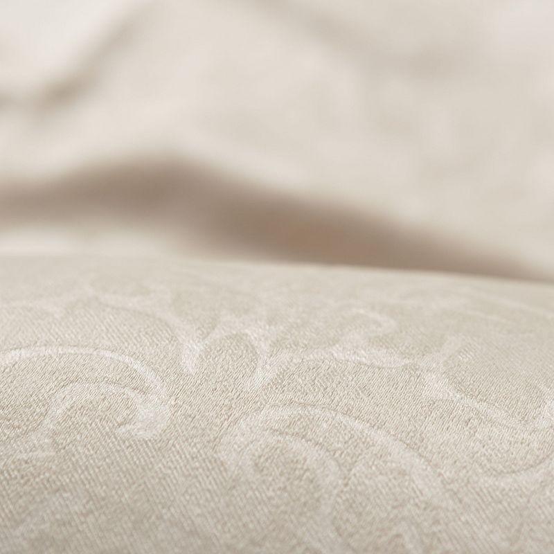 Chanasya 2pk Embossed Damask Room Darkening Window Curtain Panels - Set of 2 - 52 x 63 Inches Long - Ivory