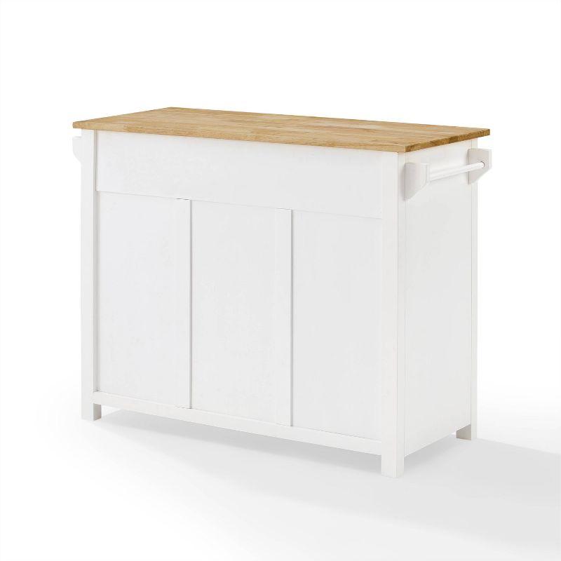 Laurel Kitchen Island/Cart White/Natural - Crosley: Farmhouse Style, Towel Bar, Adjustable Shelf