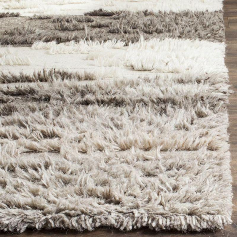 Gray Wool-Cotton Hand-Knotted 9' x 12' Modern Area Rug