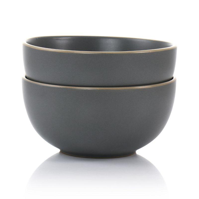 Gray Matte Ceramic Microwave Safe Cereal Bowl