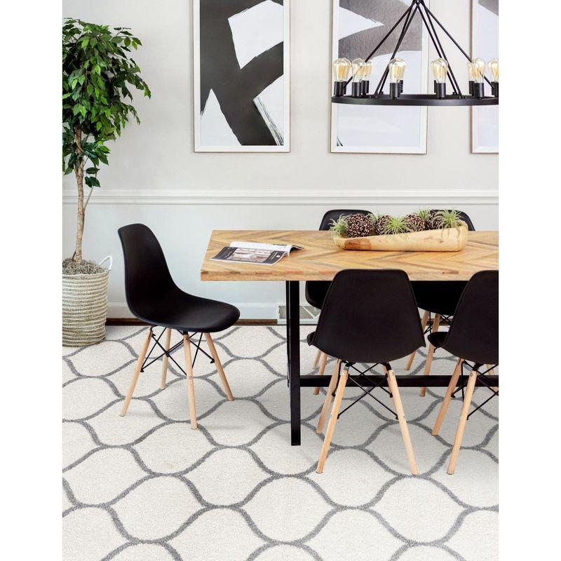 Ivory and Gray Trellis Synthetic Indoor Area Rug