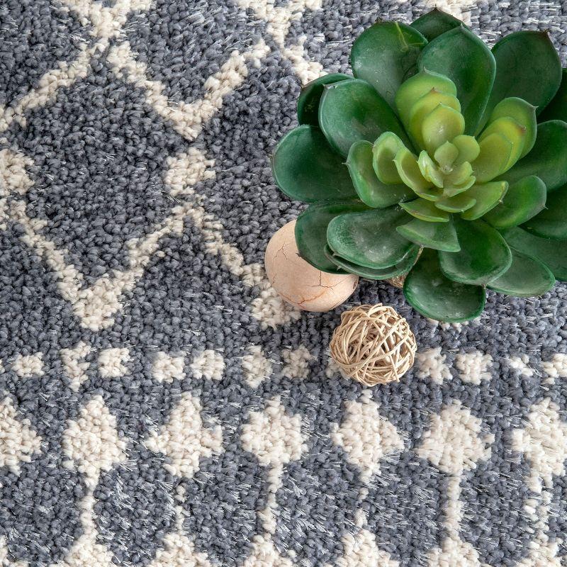 Gray Geometric Shag Moroccan Runner Rug